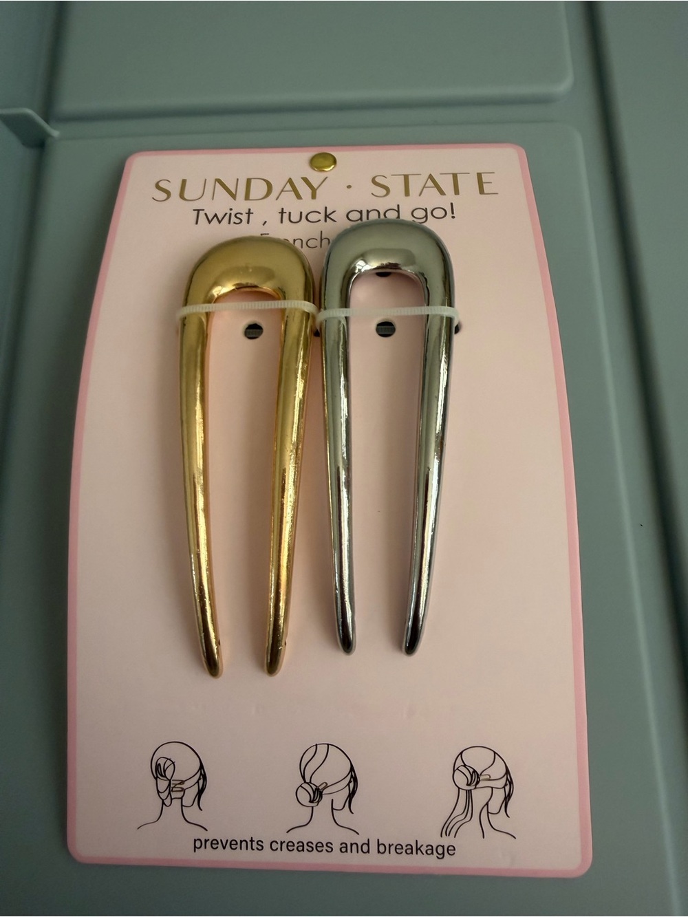Gold & Silver Twist Hair Fork Set